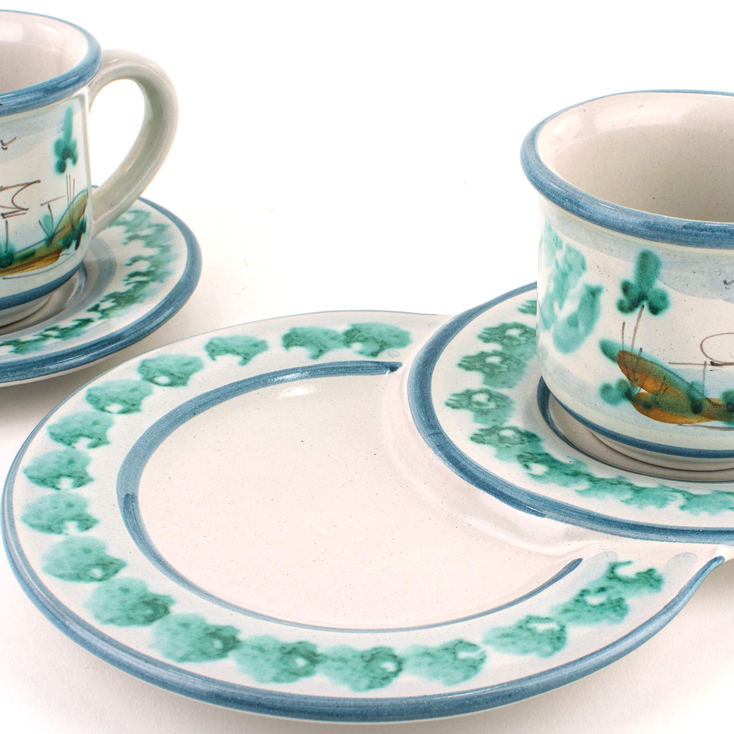 Baci Milano Tazza Con Piattino Testa Di Moro – Porcellana Barocco Sicilia, Colore Blu/Verde (Lui) - 2