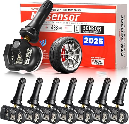 Autel Sensor TPMS MX 8 unidades, sensor de neumáticos de 315 Mhz 433 Mhz 2 en 1, sensores TPMS universales de liberación de presión de nivel OE 100%