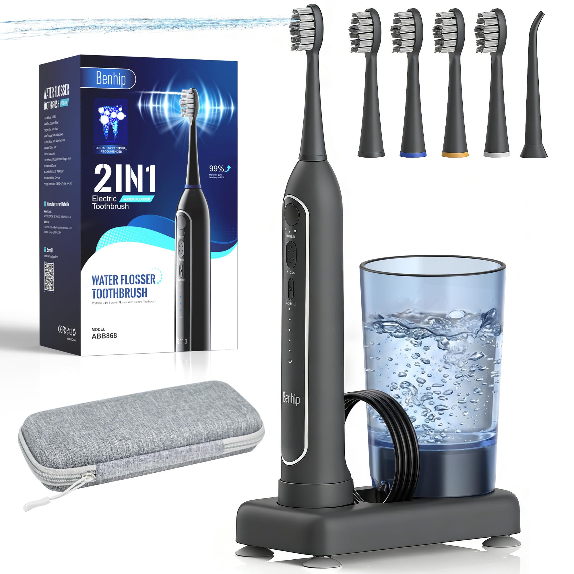 Electric Toothbrush with Water Flosser Combo