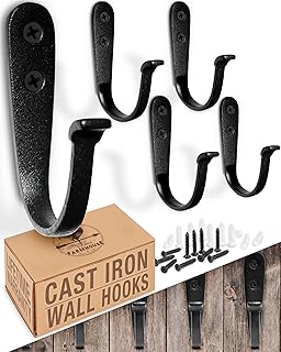 28 Rustic Bathroom Ideas That Bring Cozy Farmhouse Vibes Home 25 Cast Iron Wall Hooks (5 Pack) Handmade Blacksmith - Wall Mounted J Hooks...