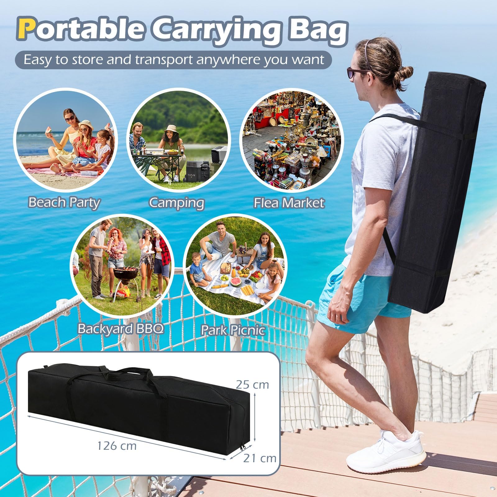 FANTASK Tonnelle Pliante 4 x 4 m, Pop-up avec Double Toit et Cadre en métal, tonnelle de Jardin réglable en Hauteur pour l'extérieur, Le marché et Le Jardin, Gris