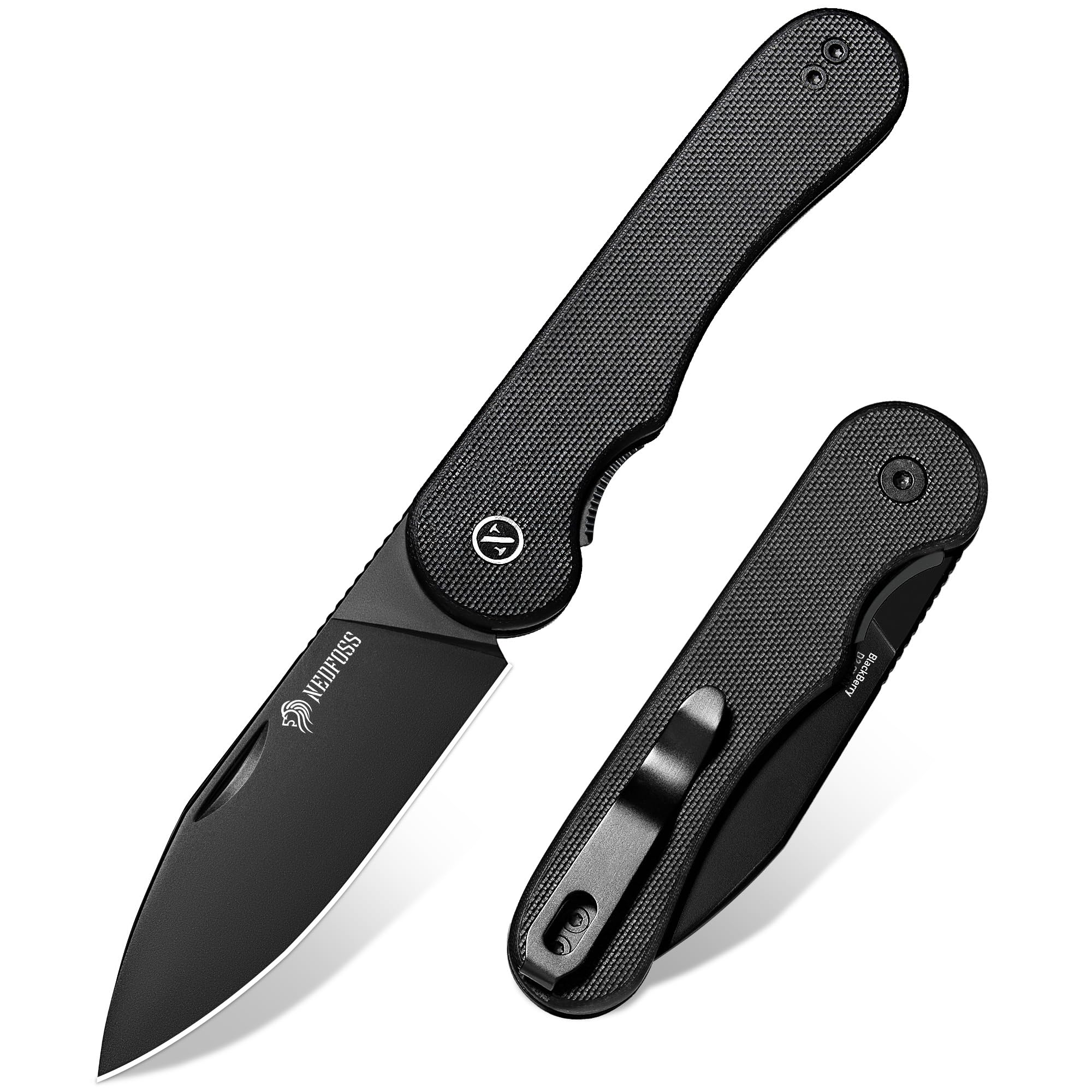 NedFoss BROMBEERE Zweihandmesser, D2 Stahl Klappmesser mit G10 Griff & Glip, Legales Klappmesser mit Liner Lock & Kugellager, EDC Messer für den Alltag, Sammlung & Geschenk