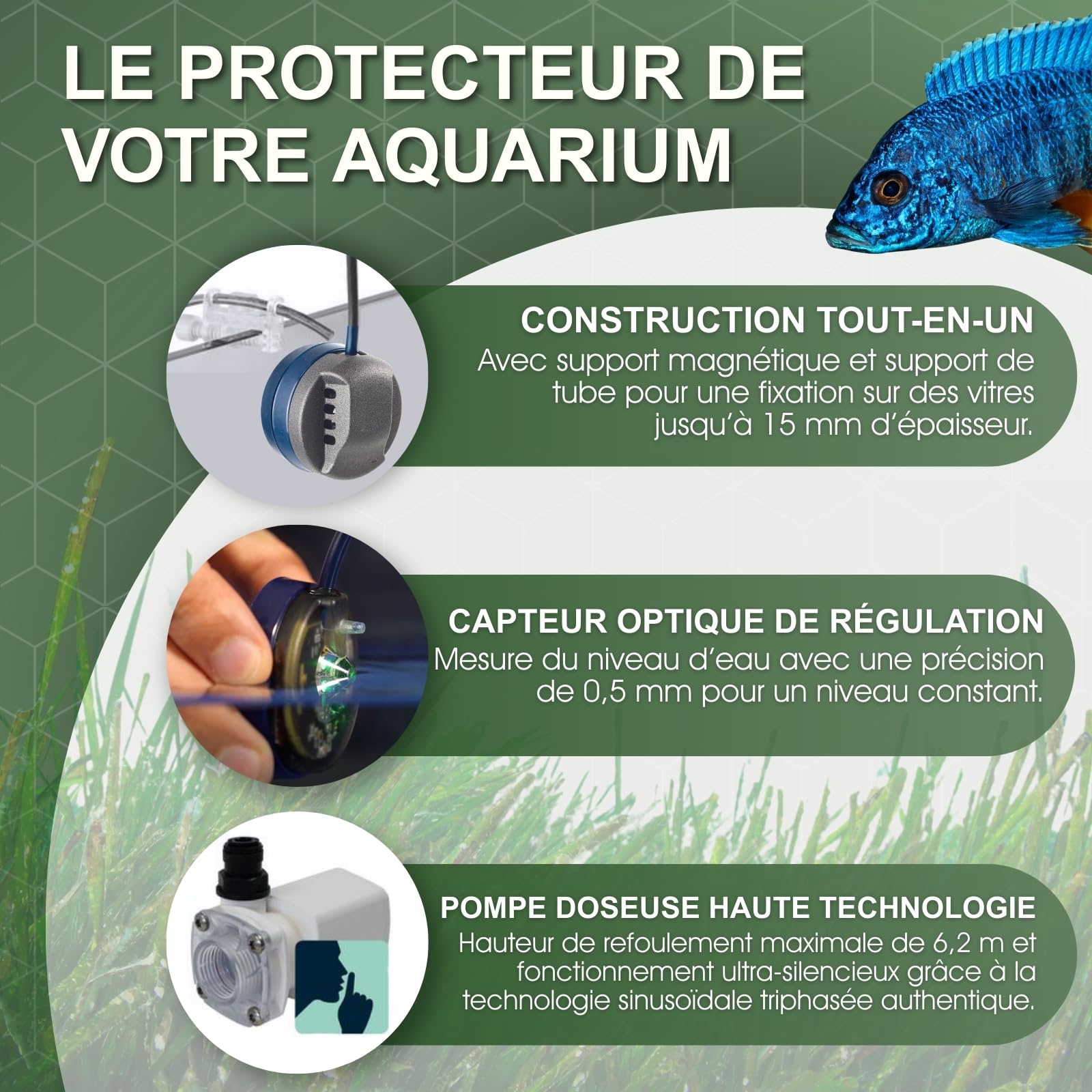 Tunze Osmolateur 3 Universel 3154 I Régulateur de niveau d'eau pour aquariums d'eau douce I Capteur de sécurité I Pompe doseuse avec capteur de régulation optique et support magnétique