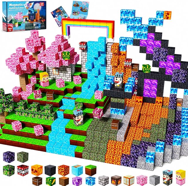 GraceDuck Magnetic Blocks 150 PCS Build Dark Swordsman's Forest Castle - Magnetic Building Blocks Cubes STEM Sensory Toys for Kids Birthday Gifts for 3 4 5 6 7 8 9 10 Year Old Boys Girls Toys