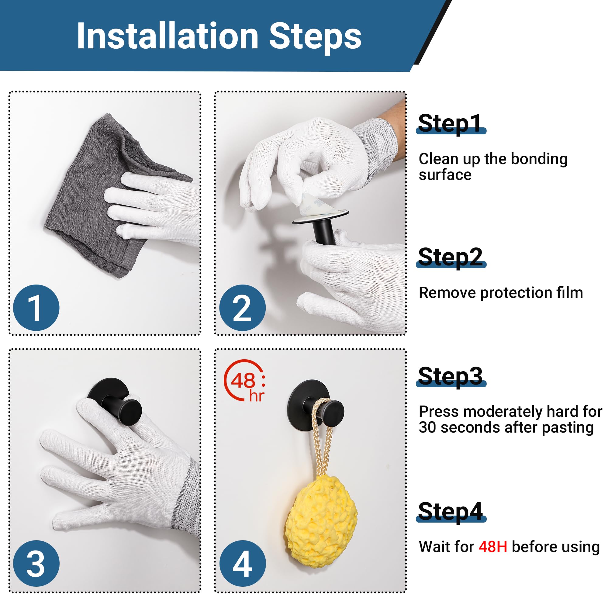 SAYAYO Ganchos Adhesivos para Pared, SUS304 Acero Inoxidable Ganchos para Colgar, Blanco Colgador Toalla Baño, Gancho Pared 2 Piezas para Baño, Dormitorio y Cocina
