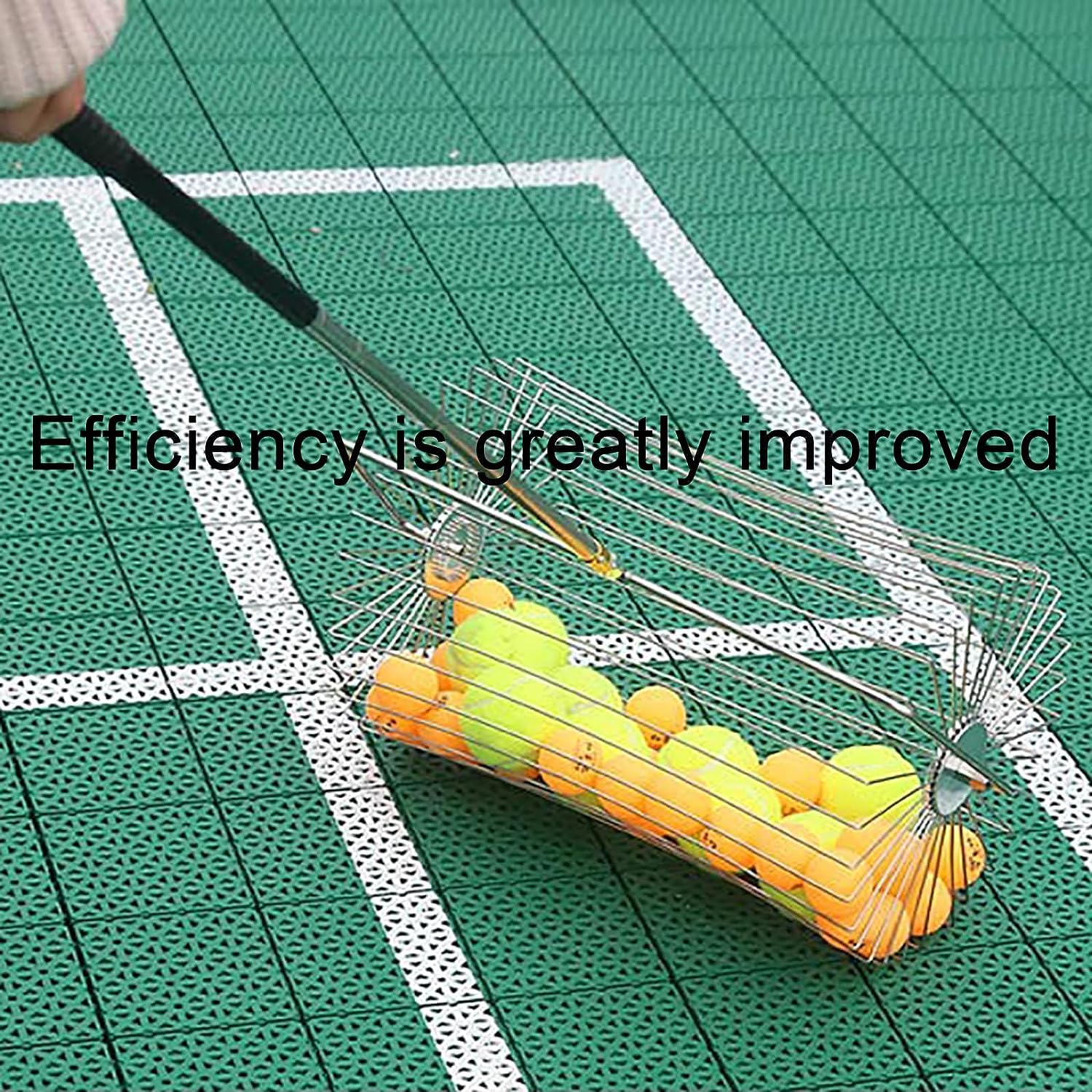 Rullo raccogli-palline da tennis, multifunzione, regolabile in altezza 43-122 cm, adatto per parchi, sessioni di pratica personale