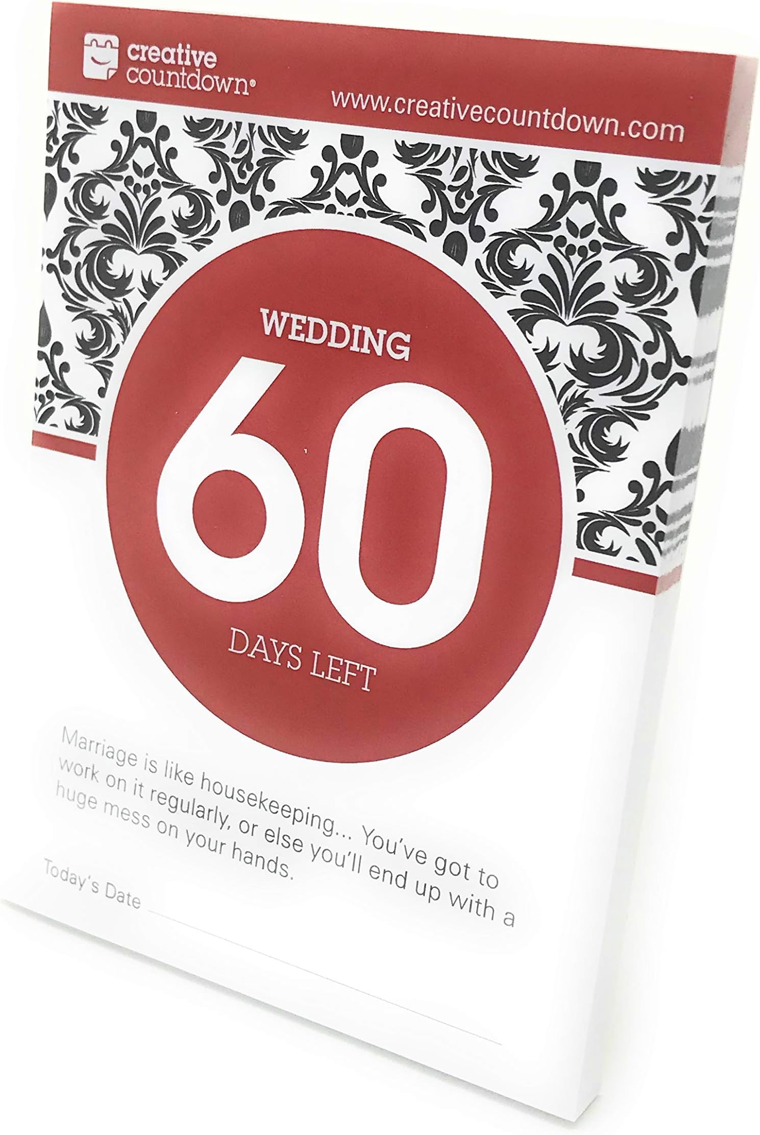 60 day Wedding Count Down 5.75"x3.75" Red Tear Off Countdown Calendar Table and desk Unit - perfect for Office, event, corporate and door gifts