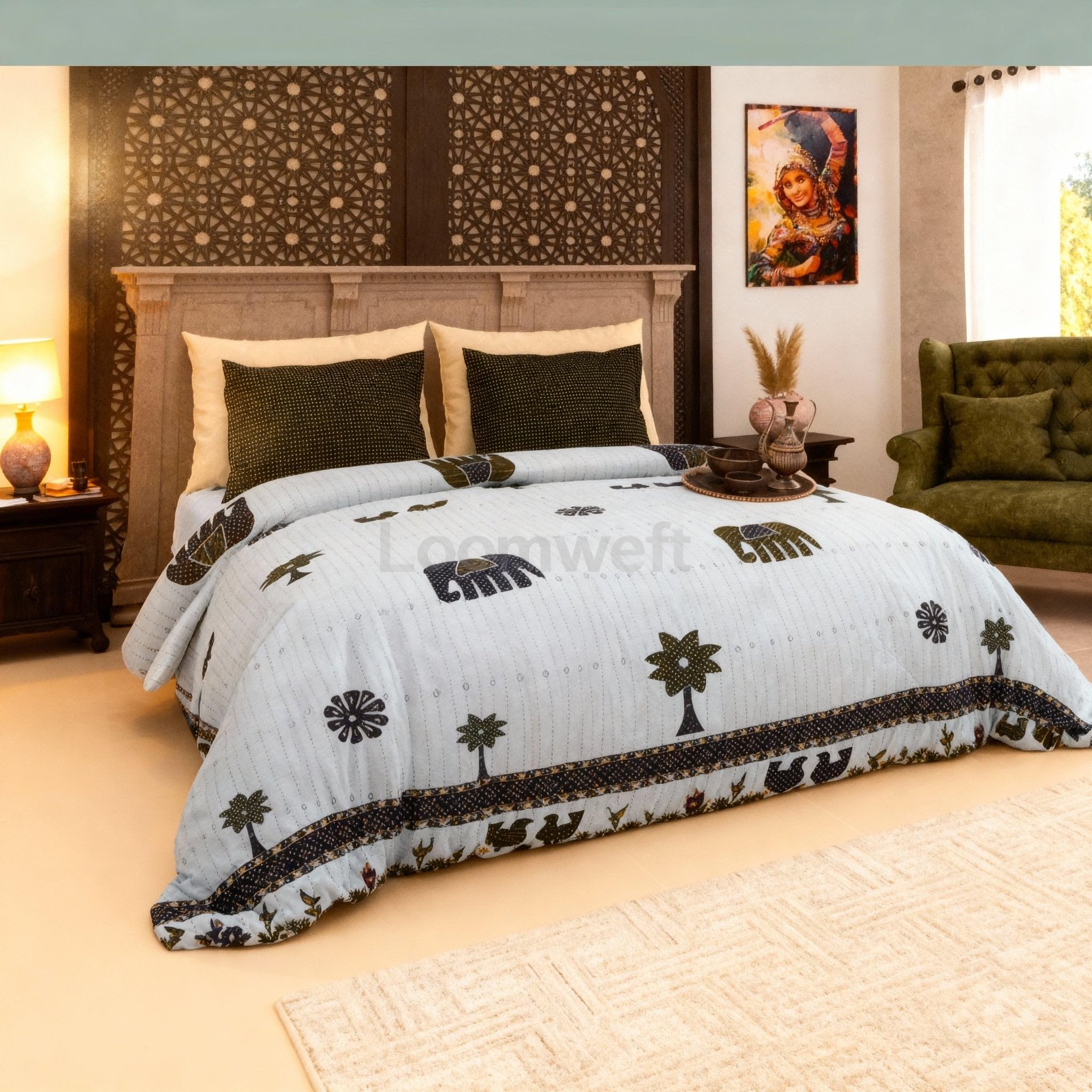 King Size Bedsheet 108x108 with Pillow Covers | Glace Cotton Printed Bedding Set | Elegant Design for Adults | Soft Breathable Bed Sheet-image-11