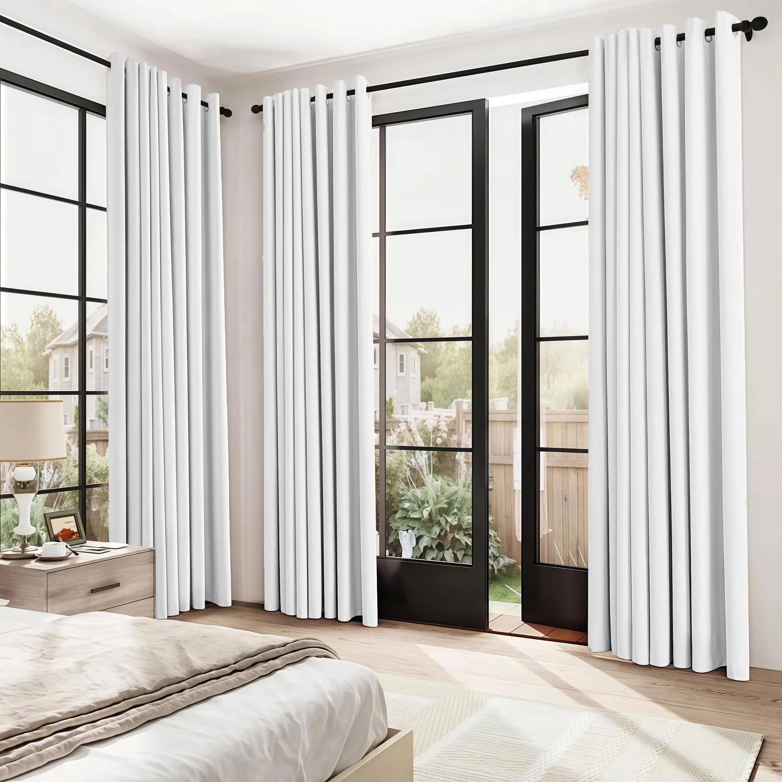 LIUJYUAN Blackout Curtains 85 x 170 cm Room Darkening, Privacy Protection Darkening Curtains Thermal Insulated Energy for Bedroom, Living Room, Door, White