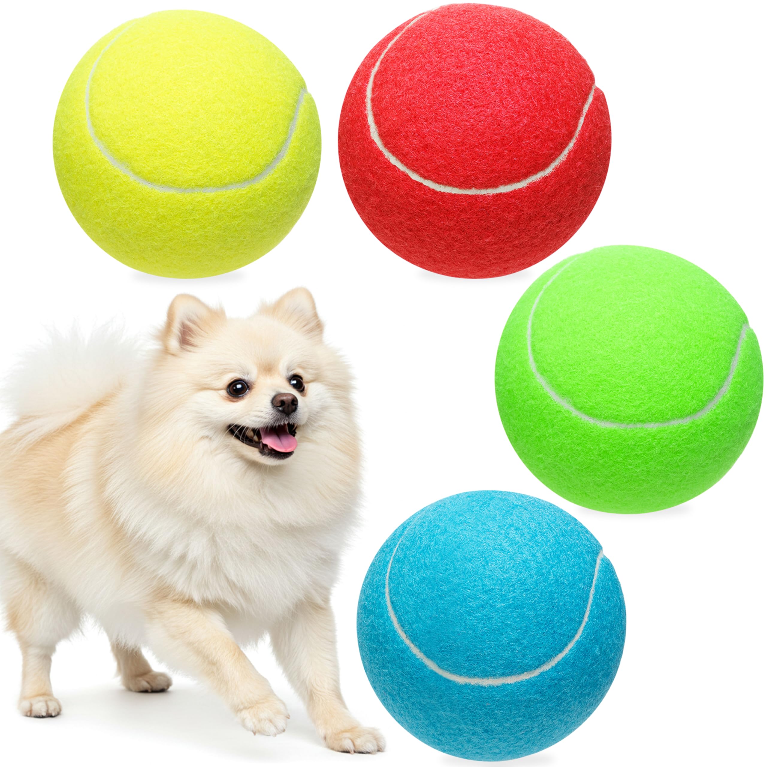 4 Pack Large Dog Tennis Balls 4 inch Interactive Dog Toy Ball for Playing Training Sports Outdoor Indoor