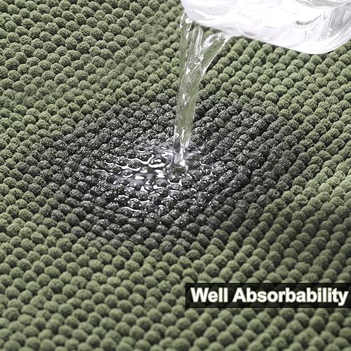 Miniatura 56 de Urvoix Juego de 3 alfombras de baño de felpilla antideslizante, ultra suave y súper absorbente, para baño, inodoro y bañera (verde azulado) Verde