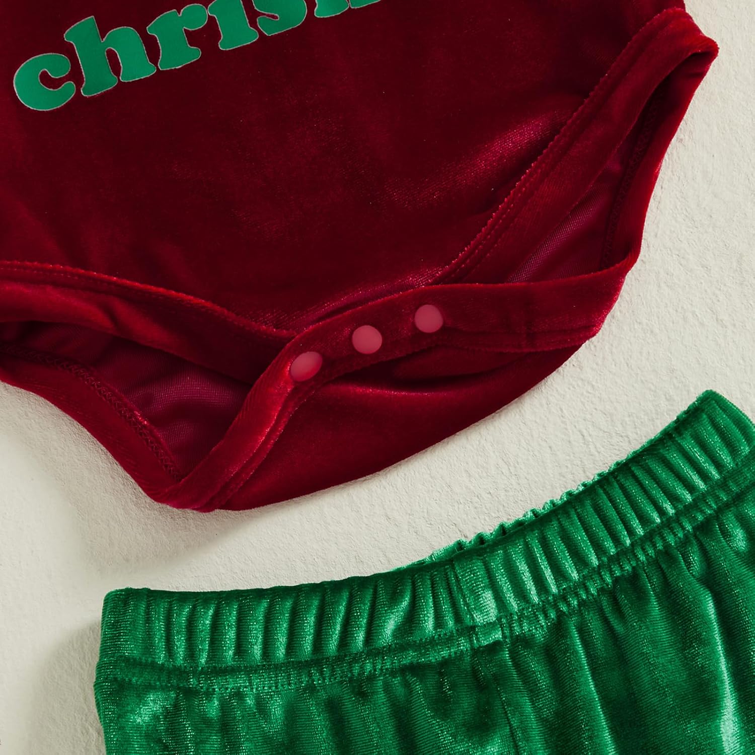 Baby Girl My First Christmas Outfit Velvet Long Sleeve Romper Flared Pants Pompom Bell Bottom 2pcs Clothes Set - Image 6