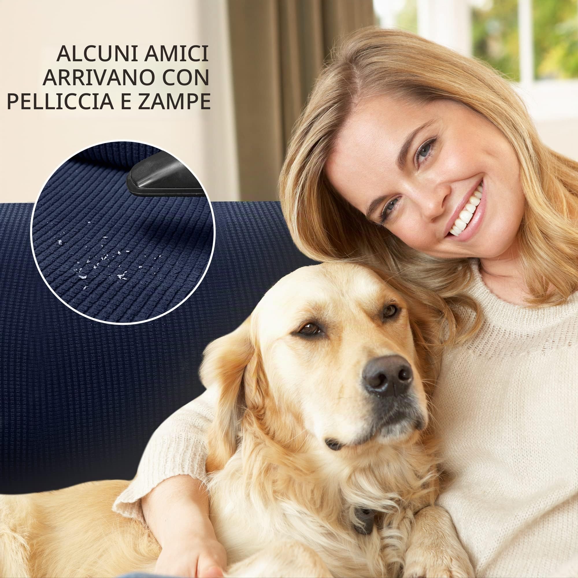 Deconovo Copridivano 2 Posti in Elastico Moderne Fodera Protettiva Divano Universale con Braccioli per Divano Blu Navy