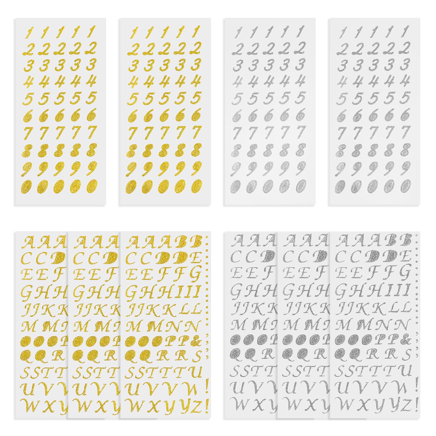 NyxSeat 10 pegatinas, pegatinas de letras, pegatinas de números, pegatinas doradas, pegatinas autoadhesivas, accesorios de embalaje de regalo, adecuados para manualidades