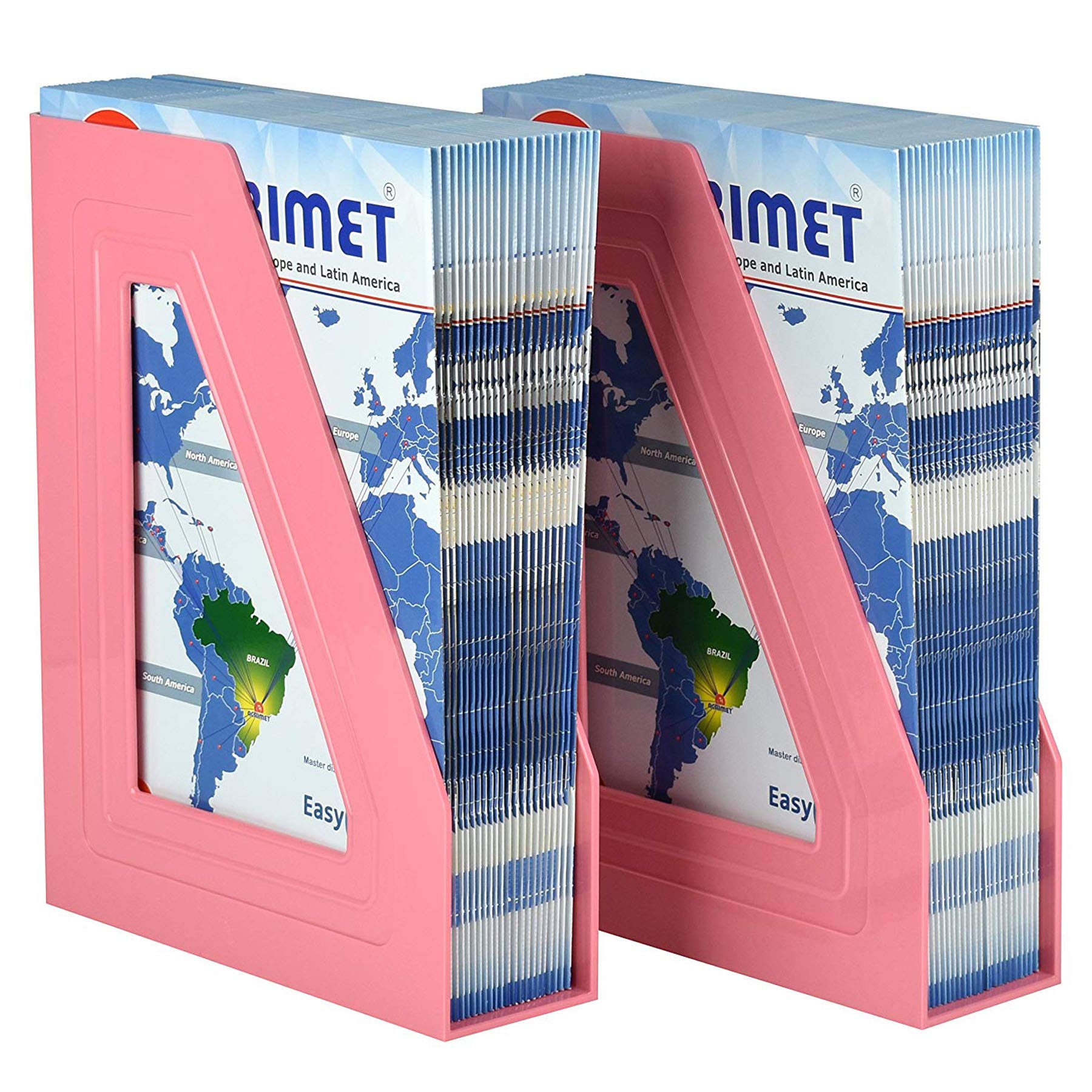 Acrimet Porte-Revues Support Durable Organisateur Dossiers Bureau Plastique Rose Lot de 2