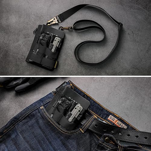 Miniatura 6 de VIPERADE VE18 EDC - Bolsa organizadora de bolsillo para hombres, bolsa organizadora de bolsillo EDC, 3 ranuras con 2 bolsillos con cremallera, bolsa