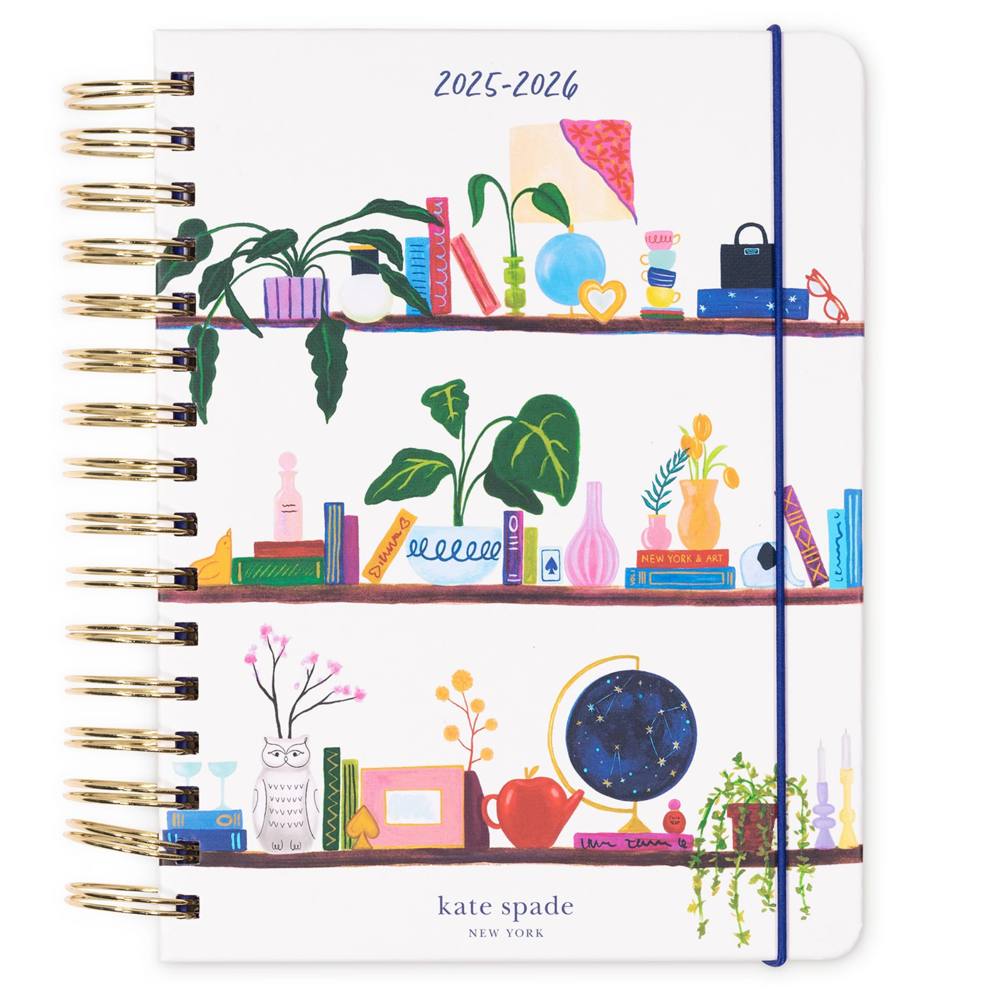 kate spade new york Tagesplaner 2025-2026 Großer Agenda August 2025-Dezember 2026, Hardcover Wochen- und Monatsplaner Spiralplaner mit Aufklebern (Charmed Library)