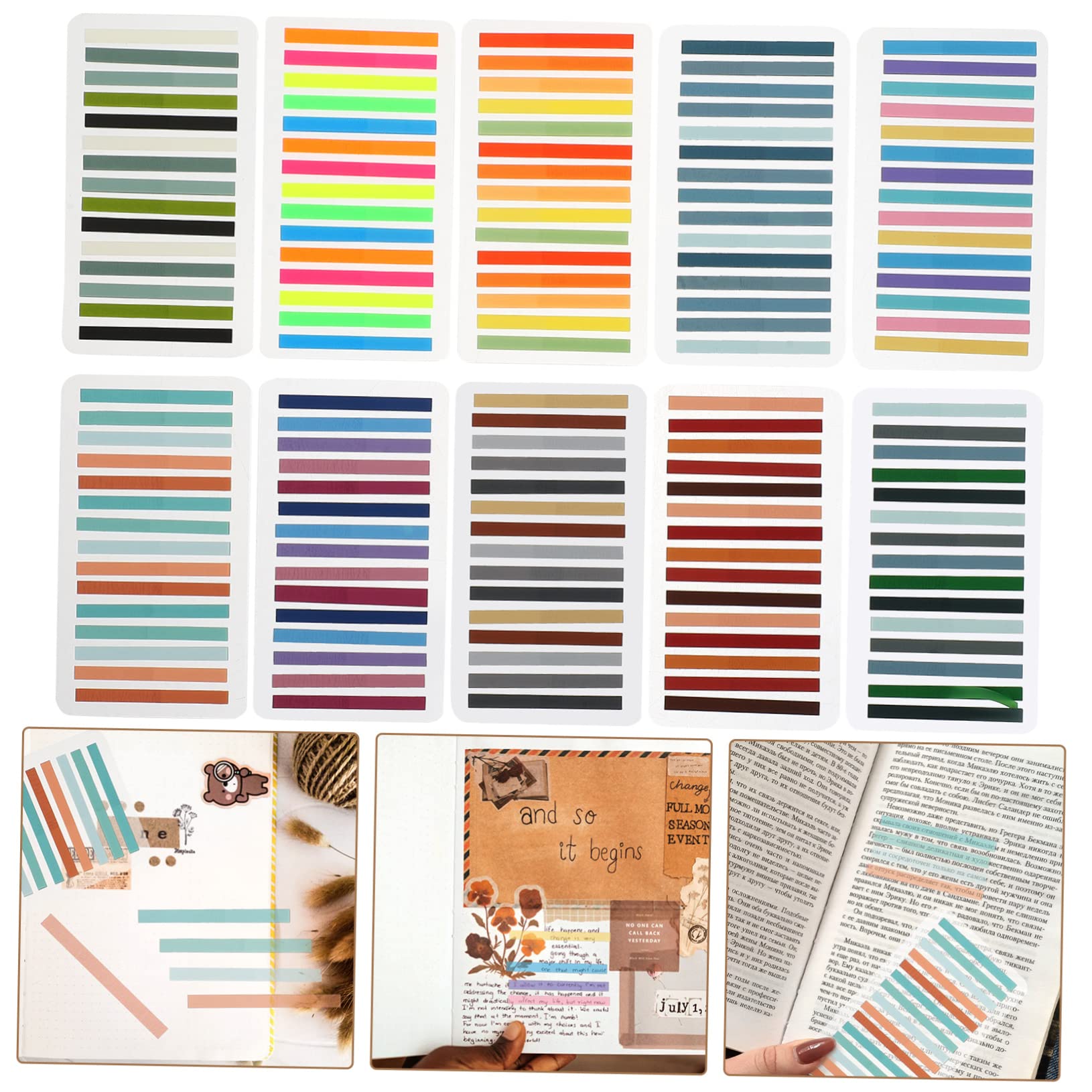 HOMSFOU 5 Set Adesivi Evidenziare Appiccicoso Marcatori Rosa Nota Le Strisce Di Lettura Segnapagina Domestico Pratiche Strisce Di Lettura L'animale Domestico 10 Pezzi * 5