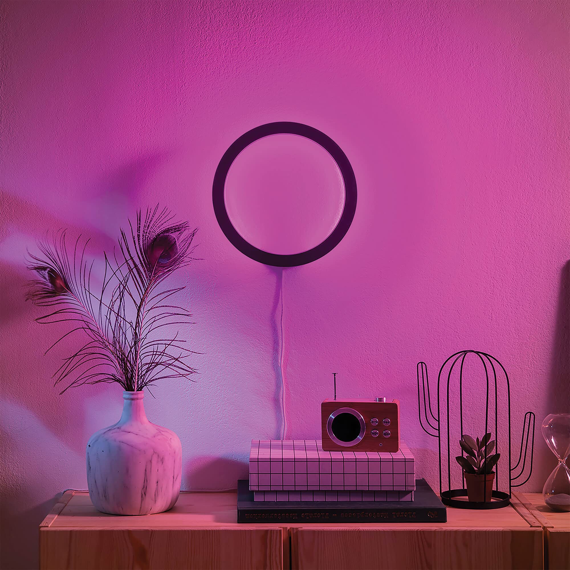 Philips Hue Lámpara, Hue Sana, Aplique Mural LED Inteligente, Luz Blanca, Compatible con Alexa y Google Home, Color Negro