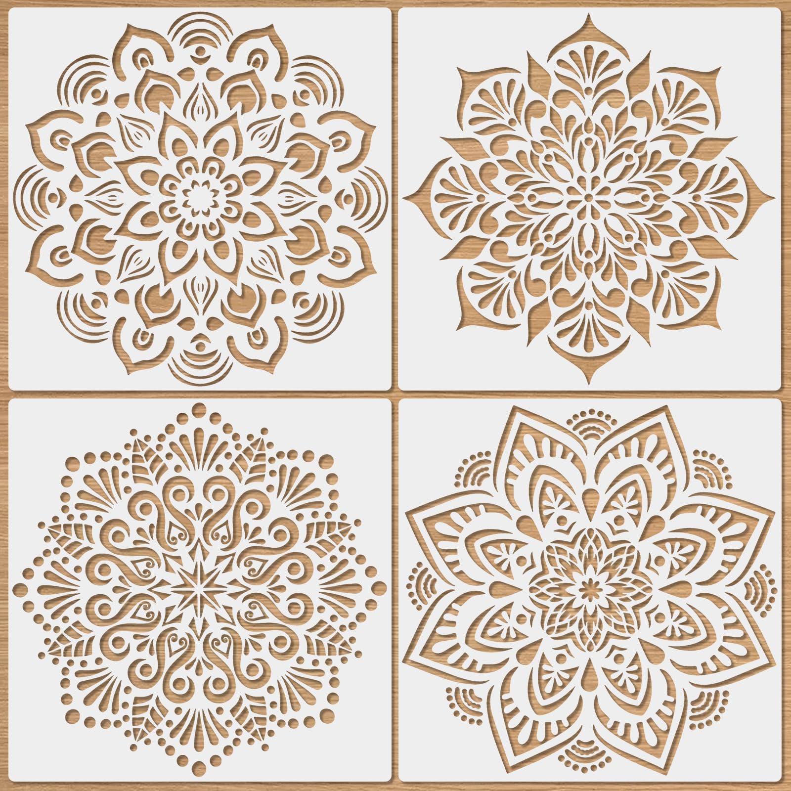MWOOT 4 Stück Groß Mandala Painting Stencil Malerei Schablone