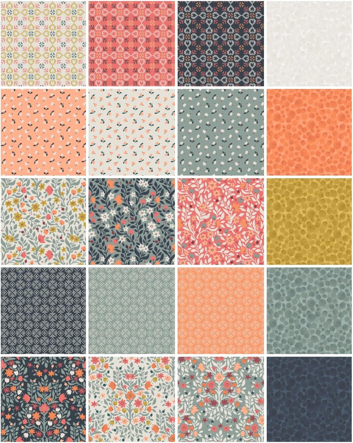 Lewis & Irene Folk Floral Fabric Collection 10 Yard Bundle LIFF10YD Premium 100% Cotton Quilt Shop Quality Fabrics