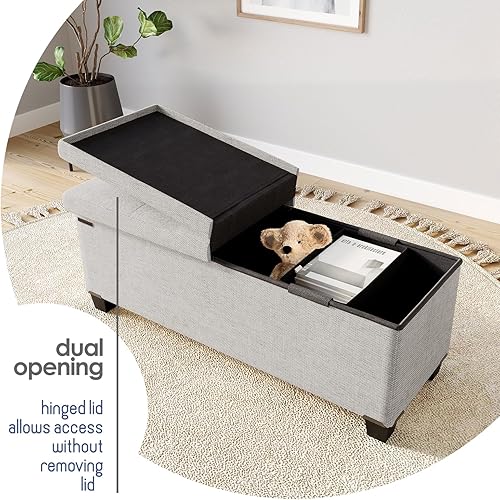 Miniatura 135 de Otomana plegable para dormitorio o sala de estar, con contenedores de almacenamiento, reposapiés para el extremo de la cama, soporta hasta 660 lb,