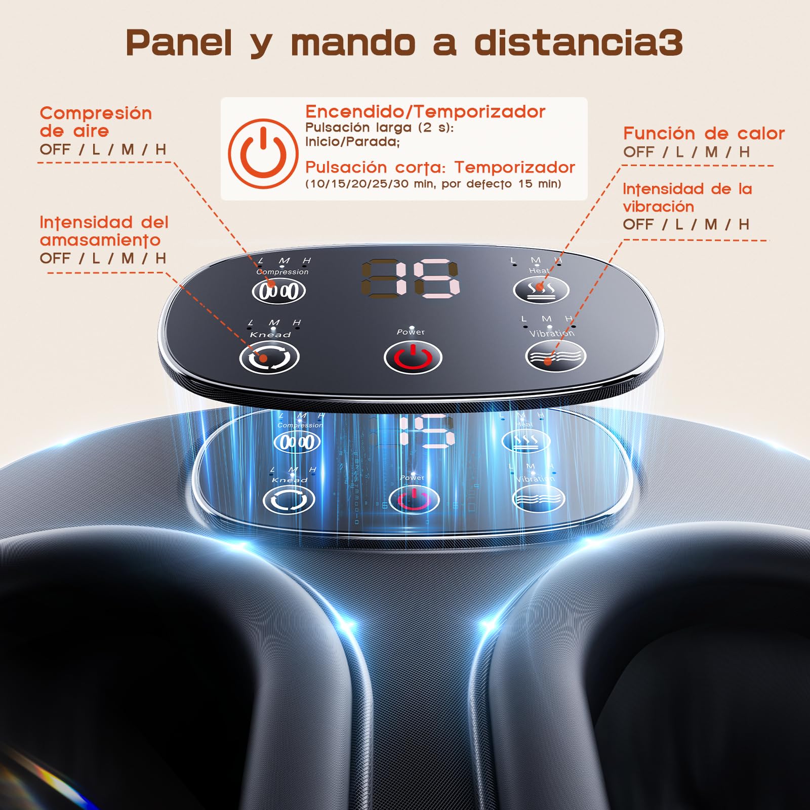 Masajeador de Pies Shiatsu con Calor y Compresión de Aire,Control Remoto | Múltiples Modos, hasta Talla EU 46, para Oficina y Hogar