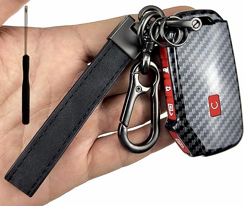 Funda de plástico ABS para llavero compatible con Kia Cadenza Forte K5 Niro Rio Seltos Sorento Soul Sportage Stinger Telluride (patrón de fibra de