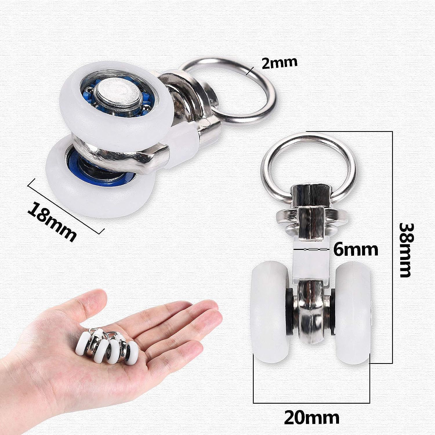 20 Rouleaux De Rail Pour Rideaux - Poulies Silencieuses En Alliage Zinc Pour Tringles Coulissantes