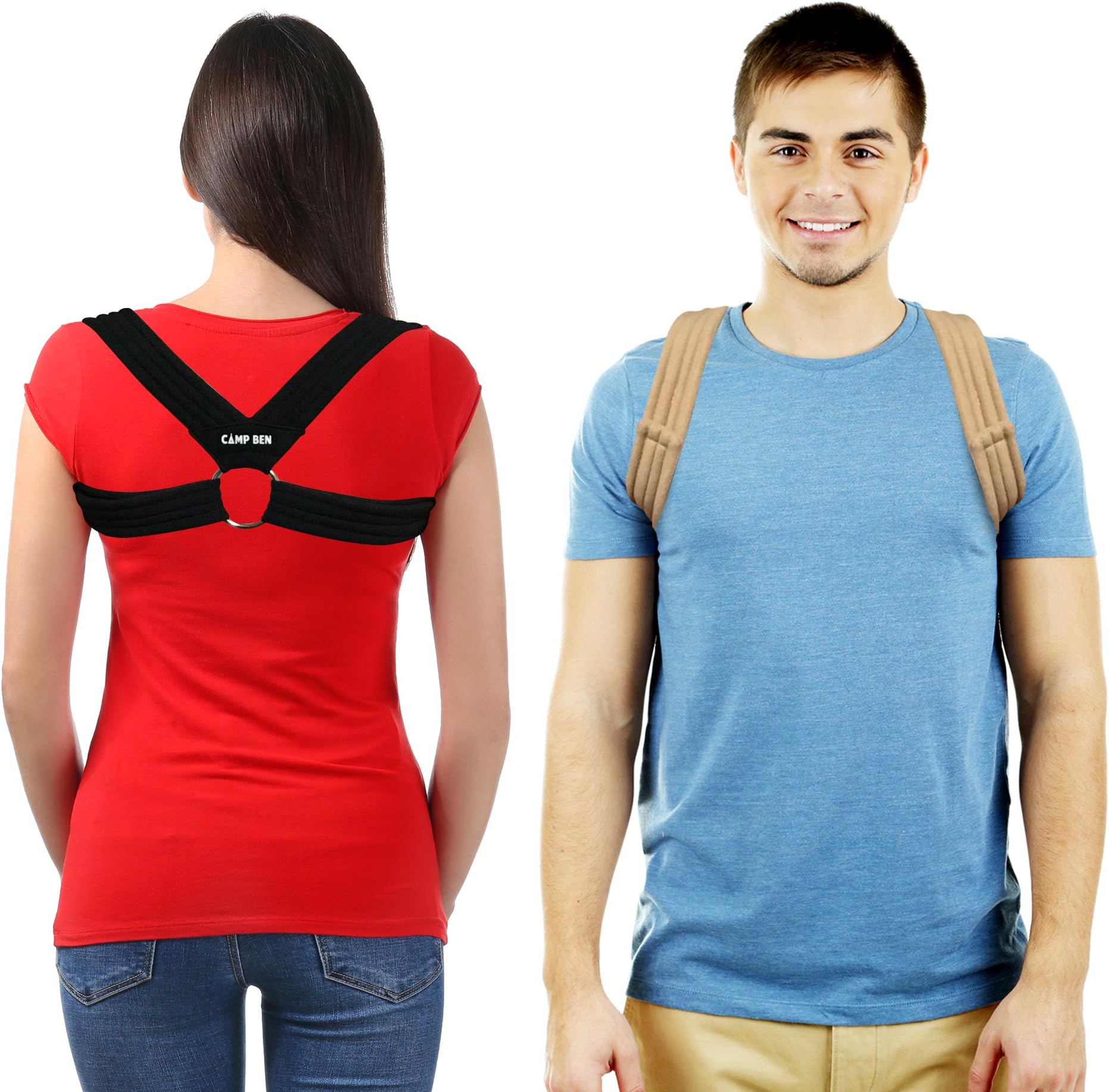 CAMP BEN Slim Posture Corrector for Women and Men (Large Black) | Kyphosis Hunchback | Shoulder and Back Support Brace | Clavicle Collarbone Support | Pain Relief from Slouching