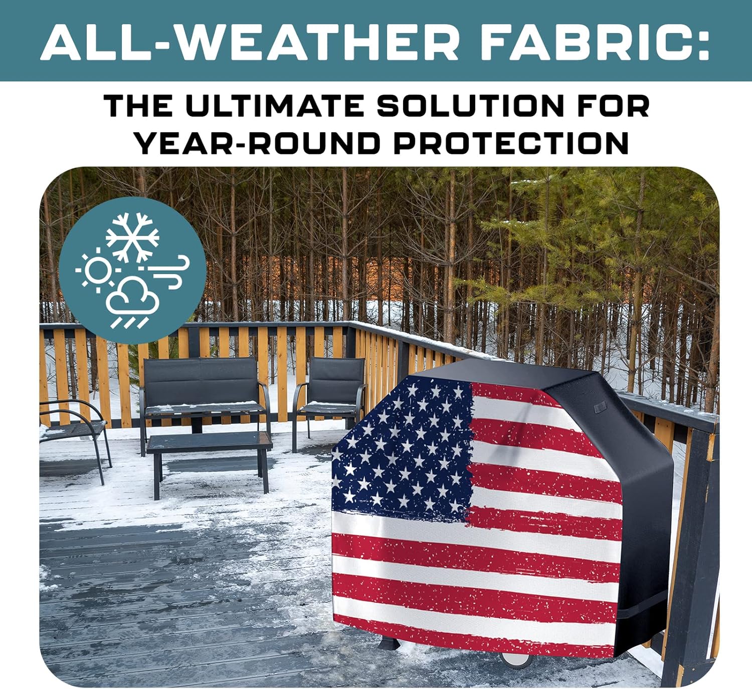 US Flag 72 Inch Waterproof BBQ Grill Cover - Small to Large Universal Heavy Duty