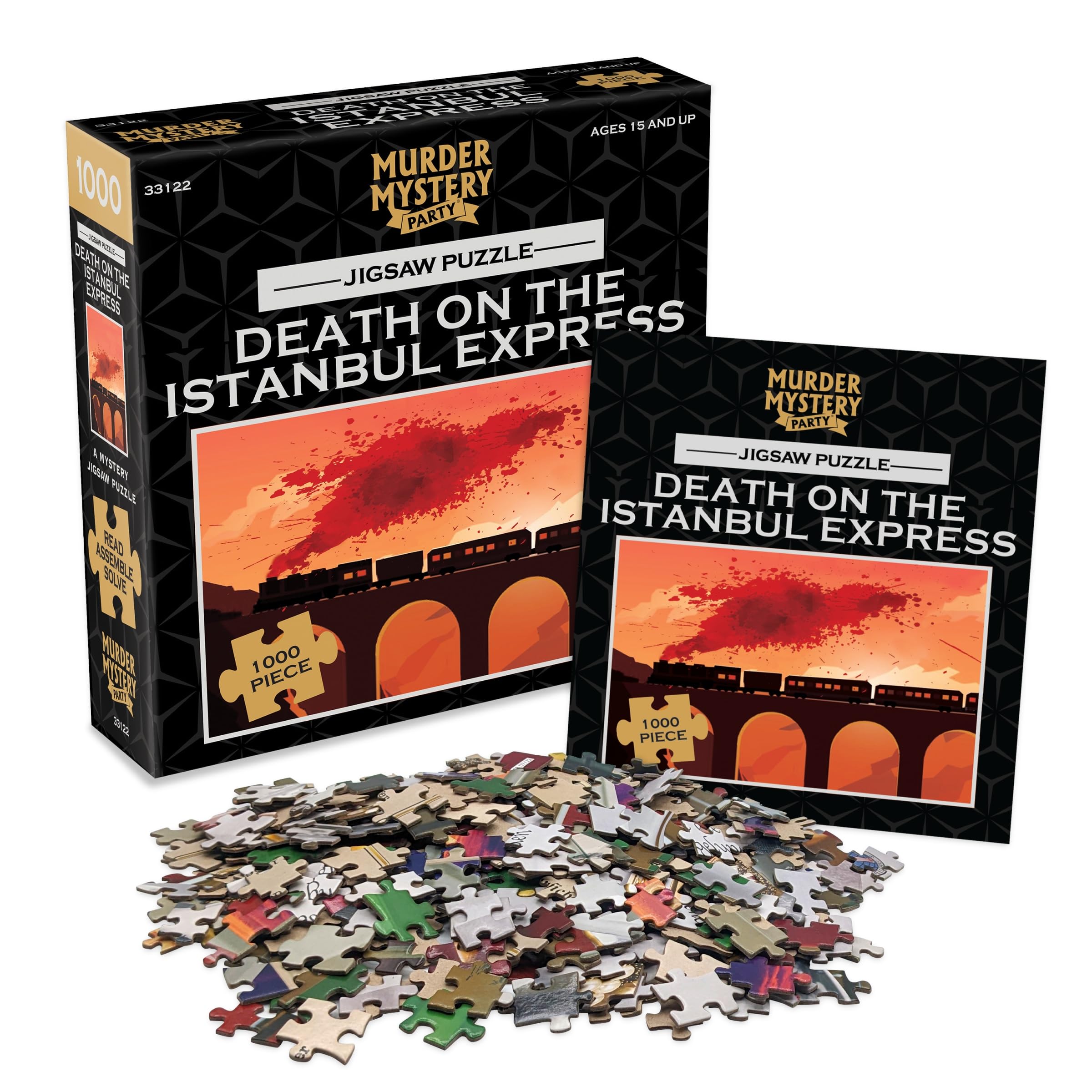 Murder Mystery Party | Classic Mystery Jigsaw Puzzle, Death on The Istanbul Express, 1,000 Piece Jigsaw Puzzle, Orange