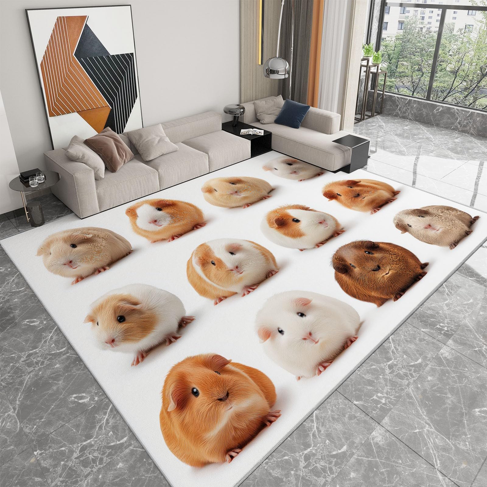 Alfombra antideslizante con diseño de conejillo de indias de animales, 100 x 160 cm, alfombra para dormitorio de niños y niñas, alfombra de suelo para sala de estar, dormitorio, alfombra de juegos