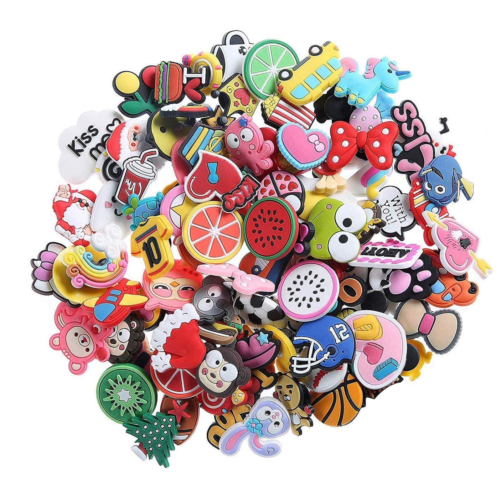 YeegfeyFelice Arts 150pcs Random Shoes Charms Fits for Clog Shoes & Wristband Bracelet Party Gifts