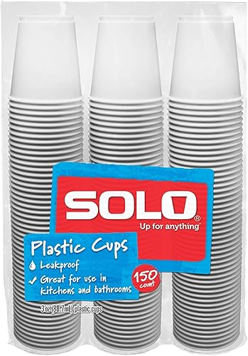 SOLO Vasos de plástico para recambio de baño, blanco, 3 onzas, 600 unidades, 150 unidades (paquete de 4)