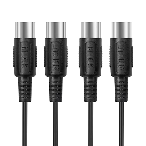 Miniatura 5 de FORE Paquete de 2 cables DIN MIDI de 6.5 pies macho a macho de 5 pines compatibles con teclado MIDIsintetizadorguitarra, multiefectos, interfaz de