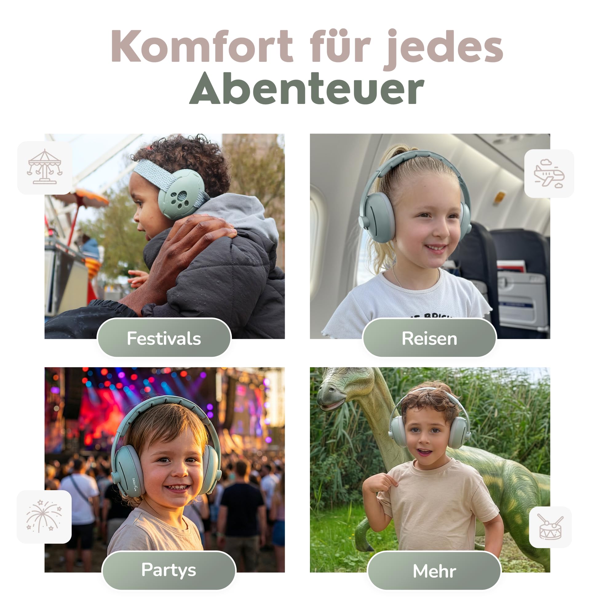 ZAZU Kinder Gehörschutz-Kopfbügel & Kopfband Set – Lärmschutz für Babys und Kleinkinder 0–48 Monate – sanft, verstellbar & anpassbar in verschiedenen Farben