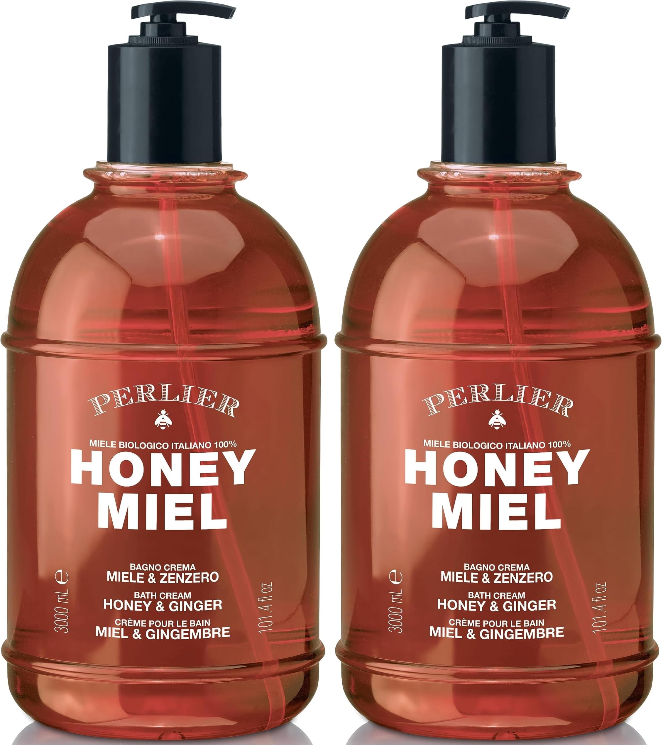 Perlier Honey Miel Bagno Crema Miele & Zenzero - con miele Biologico 100% italiano - 3000 ml con dosatore (Confezione da 2)