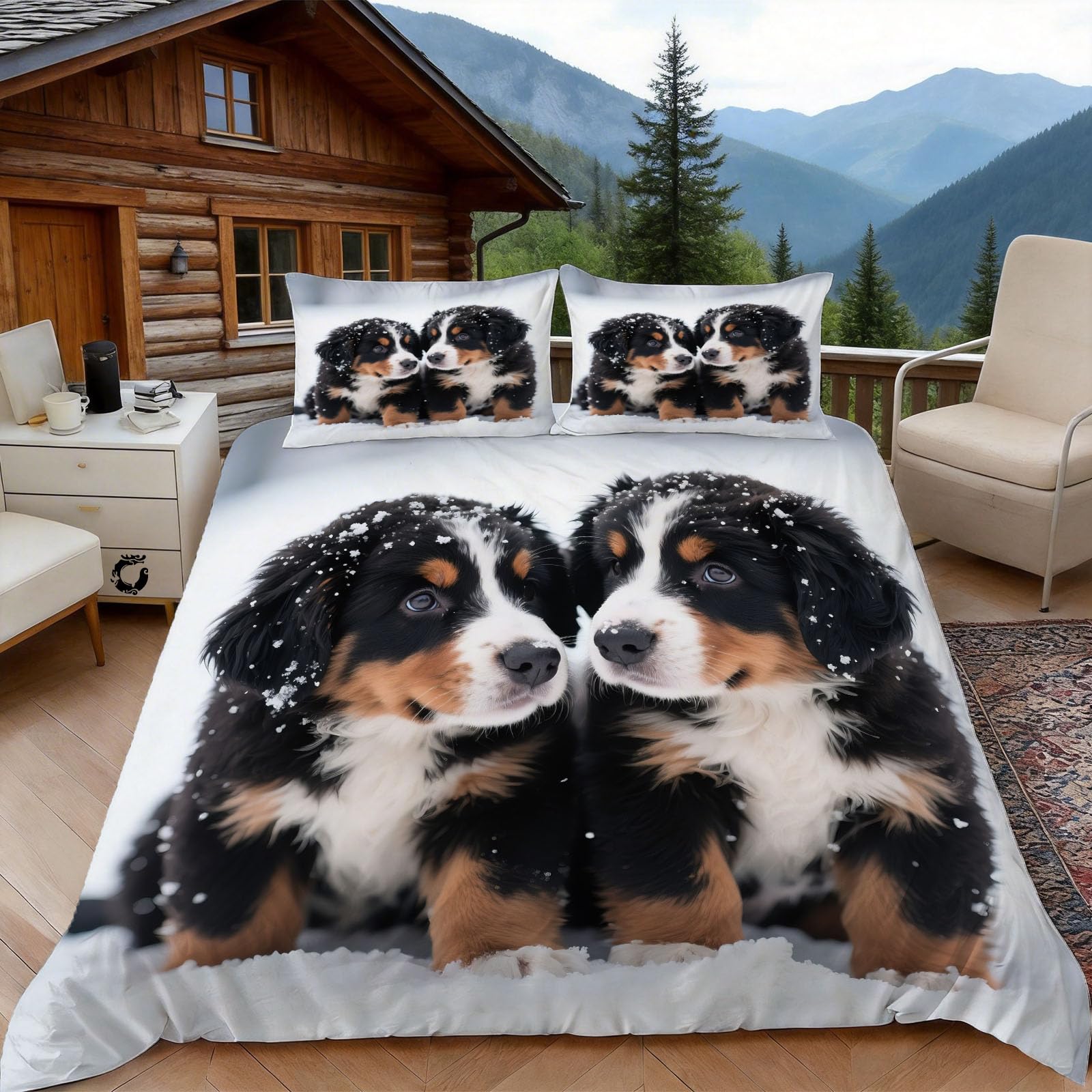 Housse de couette chiot bouvier bernois pour une chambre cocooning et chaleureuse