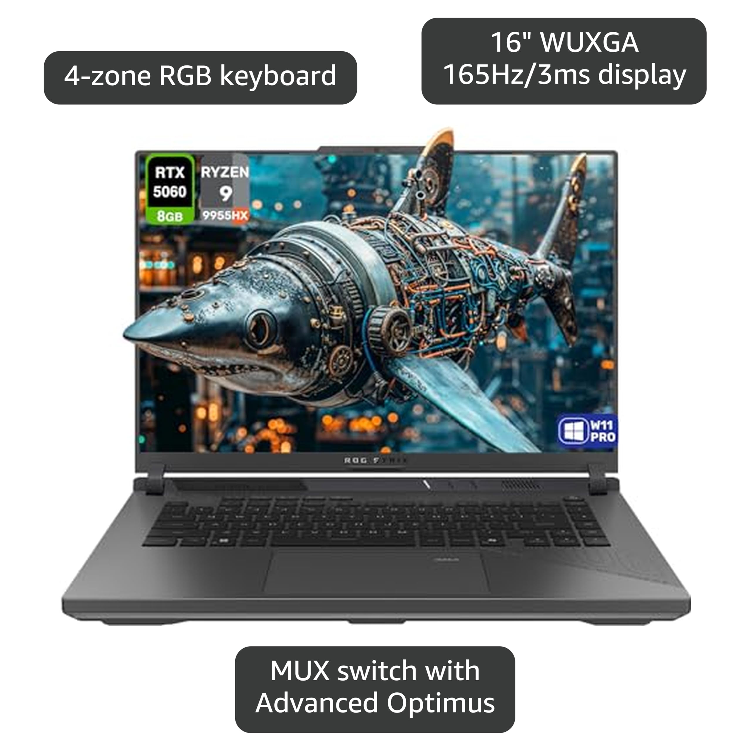Amazon.com: ASUS ROG Strix G16 Gaming Laptop, AMD Ryzen 9-9955HX