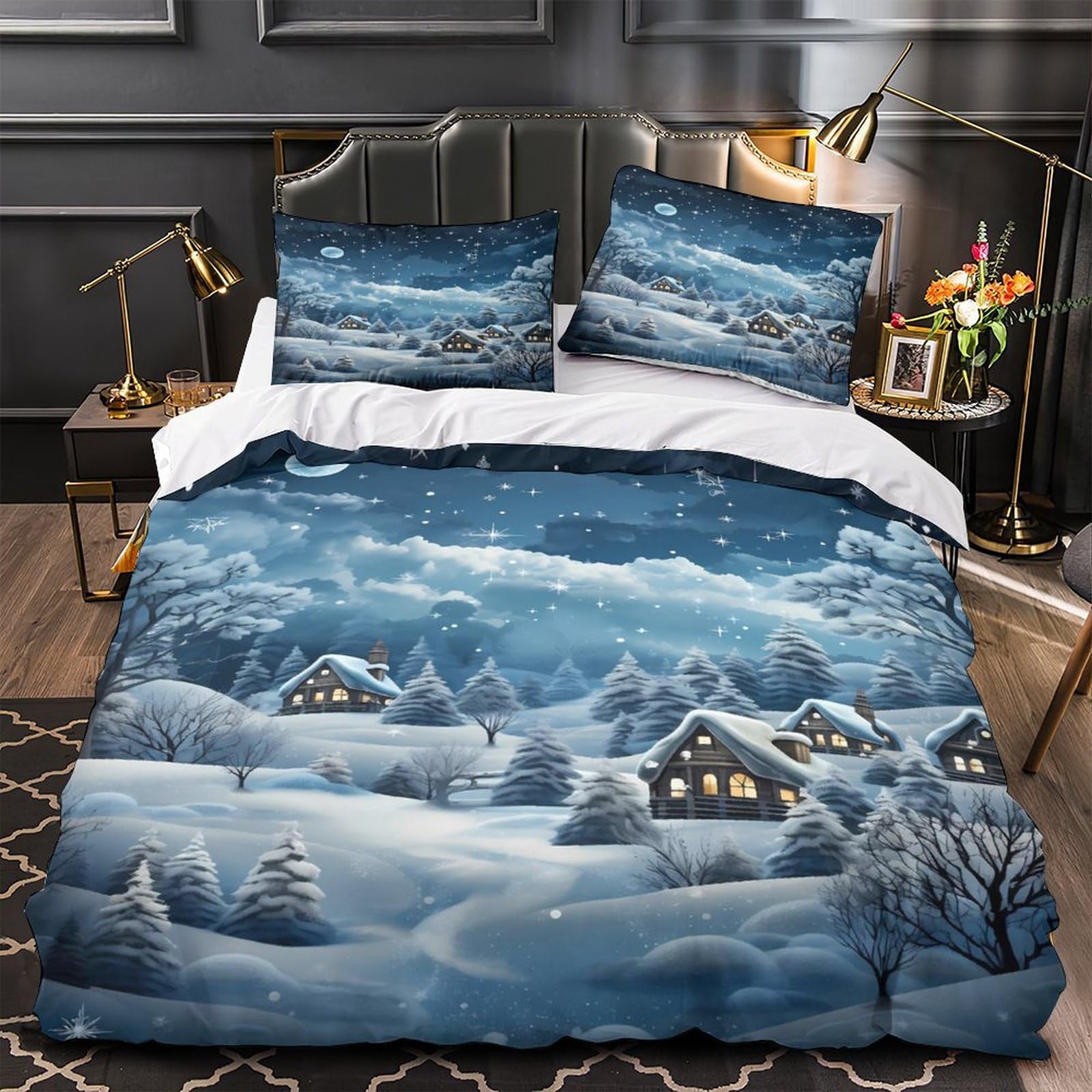 Housse de couette 3D hypoallergénique et super douce en microfibre respirante