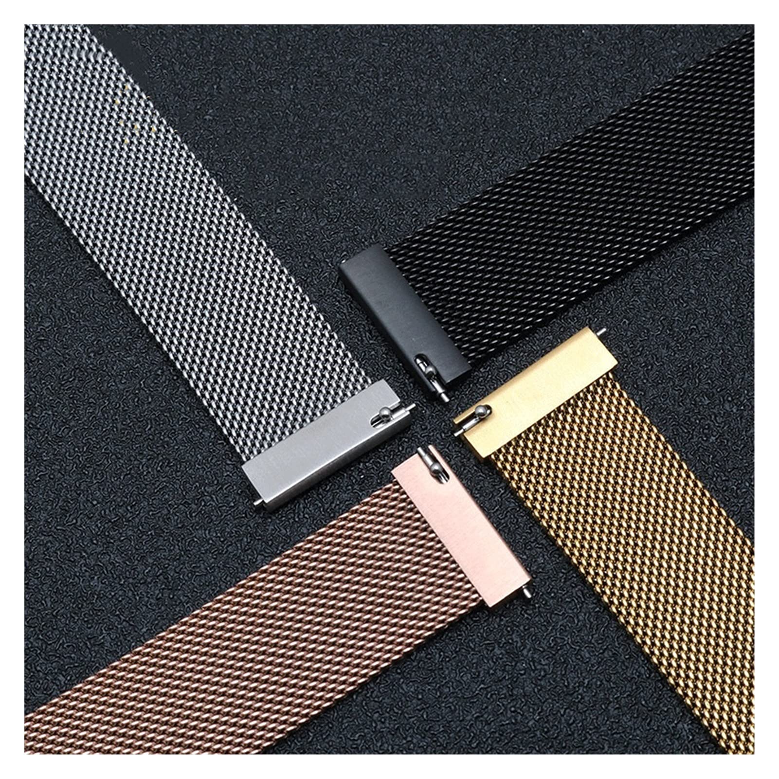 QHQQXN Correa de Reloj MANDE Malla Correa de Acero Inoxidable 12 14 15 16 18 20 22 mm Correa de Repuesto Metal /23 mm/Oro