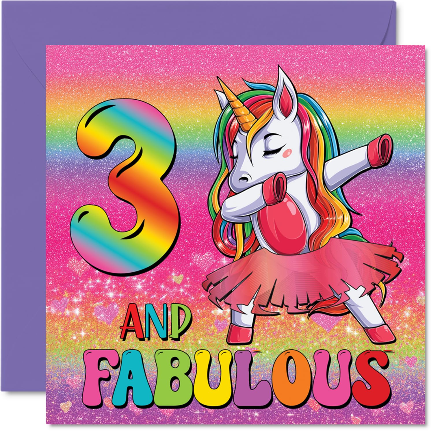 3rd Birthday Cards for Girls - Fabulous Unicorn - Happy Birthday Card for 3 Year Old Girl Cousin Daughter Sister Goddaughter, 145mm Bday Greeting Cards