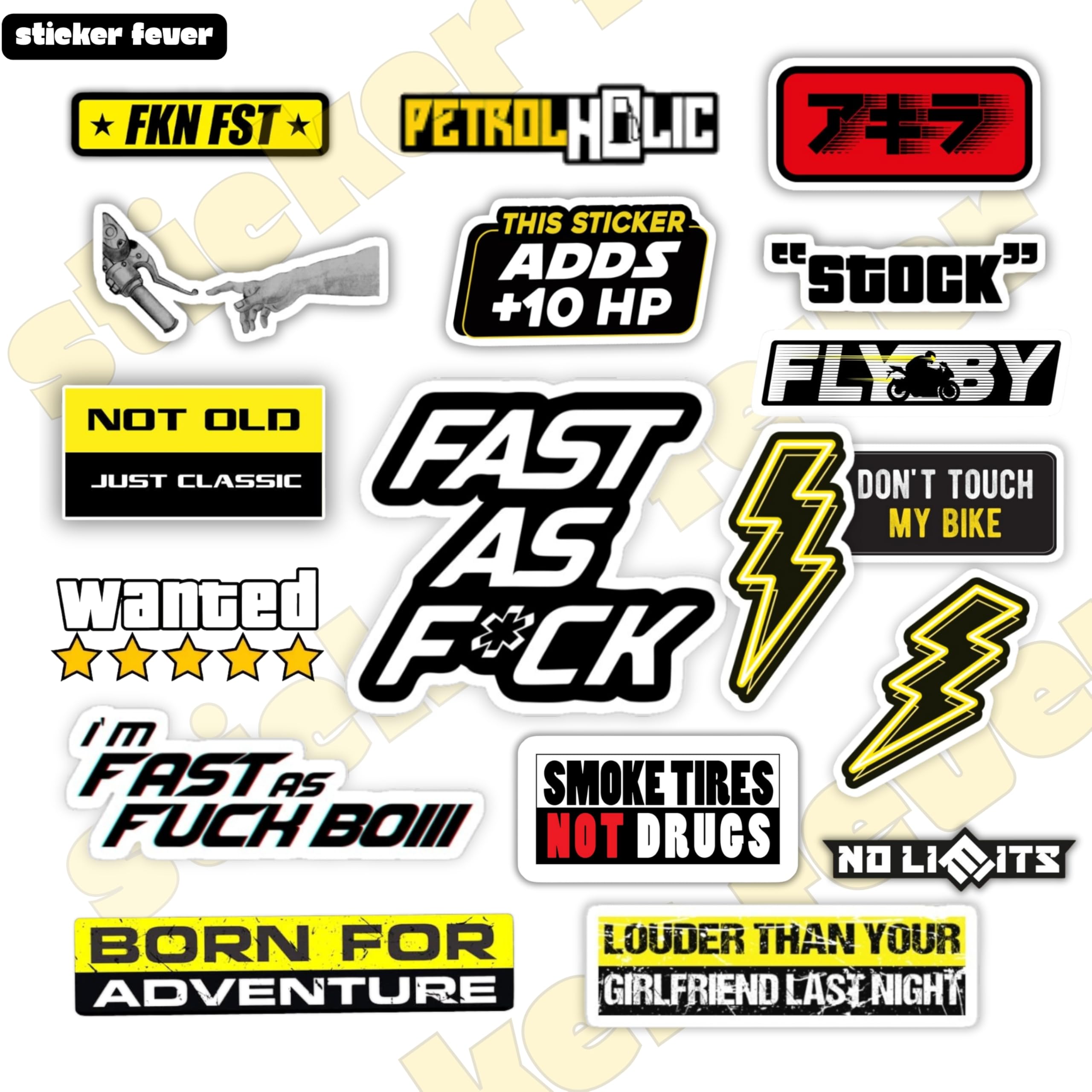 Laminated Pvc Vinyl 18 Stickers For Car And Bikes (Pack of 18), Self-Adhesive