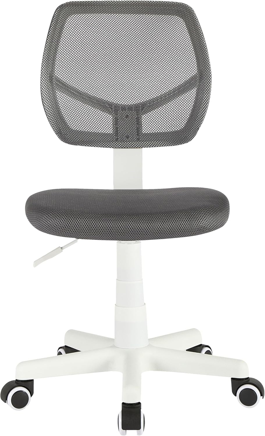 Urban Lifestyle Computer Office Rolling Swivel Task Desk Chair with Mesh Backrest and Caster Wheels, Grey with White Legs