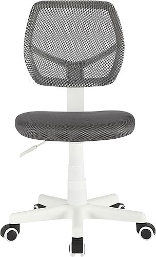 Urban Lifestyle Silla de escritorio giratoria para oficina con respaldo de malla y ruedas giratorias, gris con patas blancas