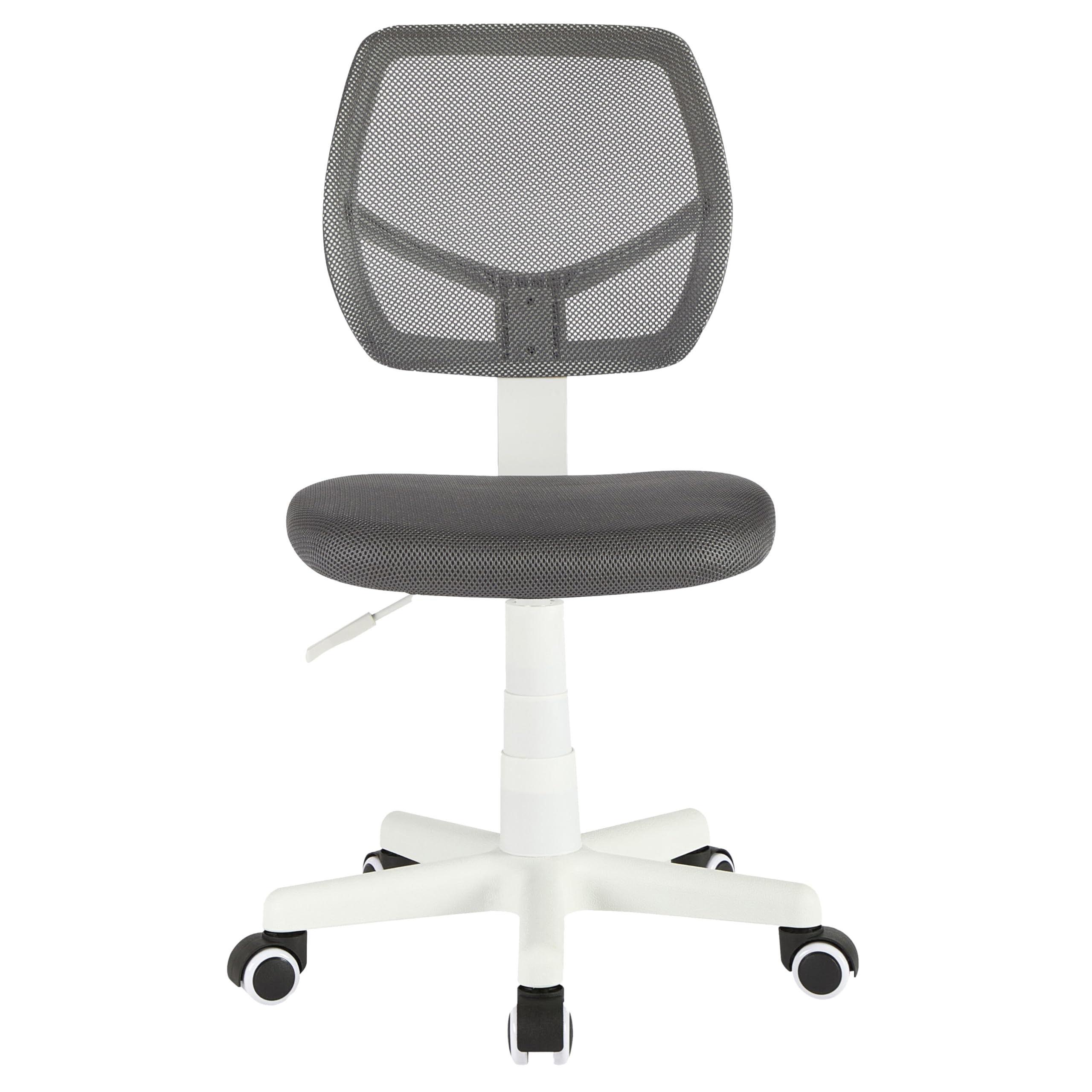 Urban Lifestyle Computer Office Rolling Swivel Task Desk Chair with Mesh Backrest and Caster Wheels, Grey with White Legs