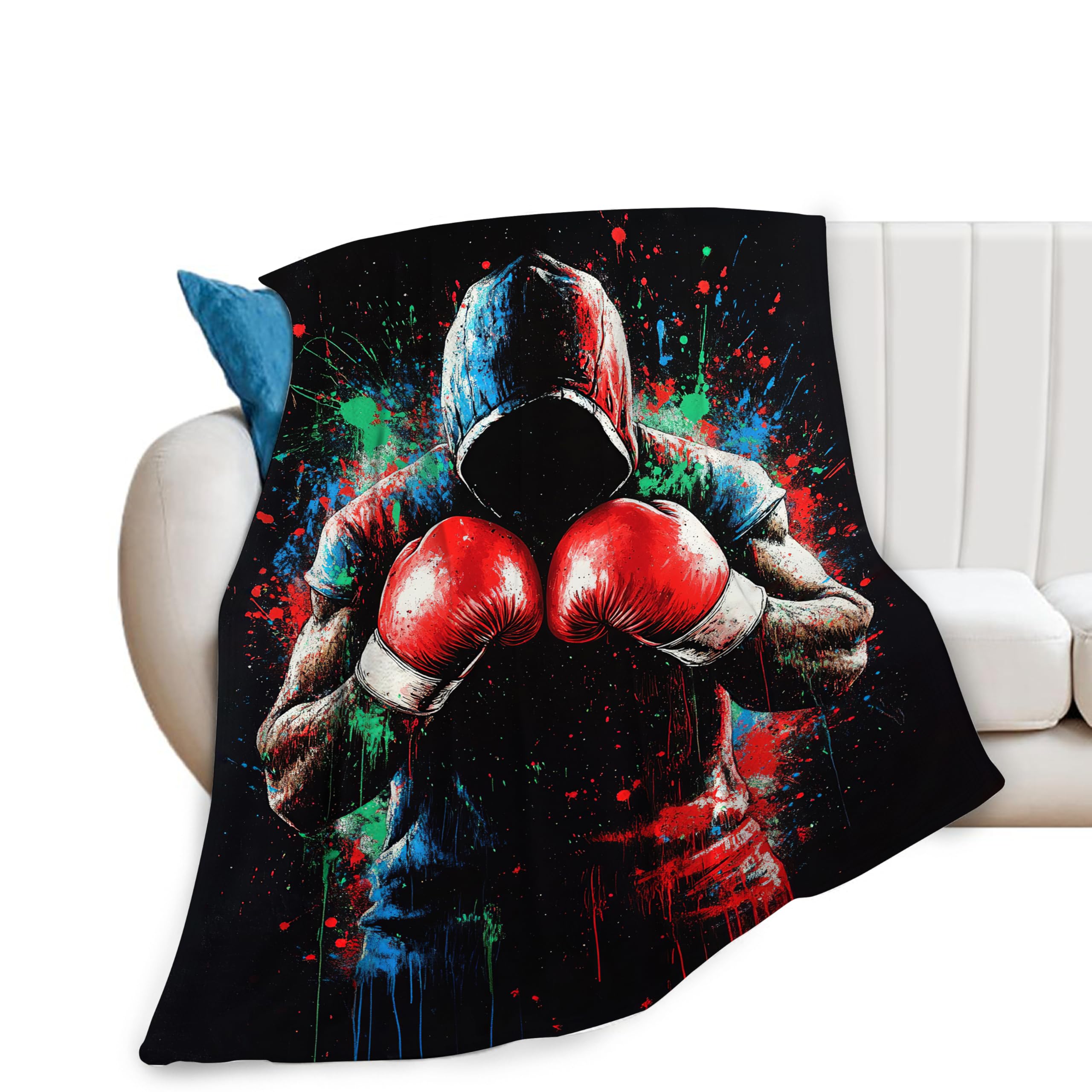 Boxing Gifts, Boxing Throw Blanket, Sports Gift for Men Boys Women Girls Lover Adult Cozy Fleece Flannel Bedding Stuff Plush for Couch Sofa Bed Decor 50"X40"