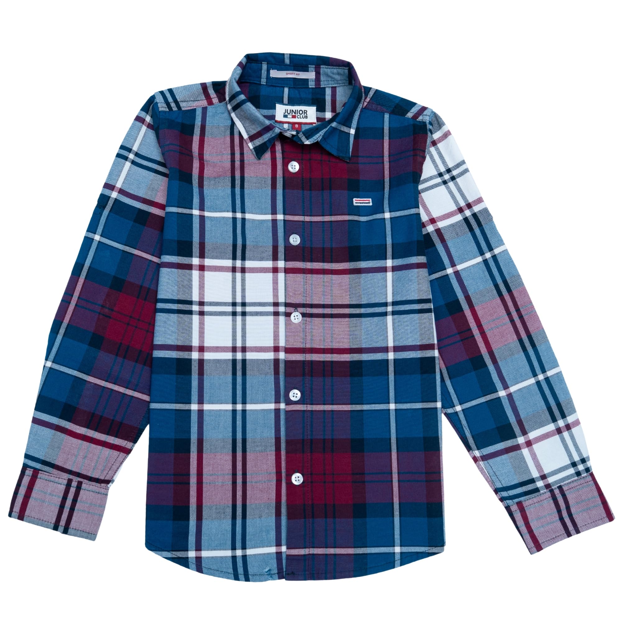 Regular Fit Oxford Stretch Check Full Sleeve Shirt for Boys