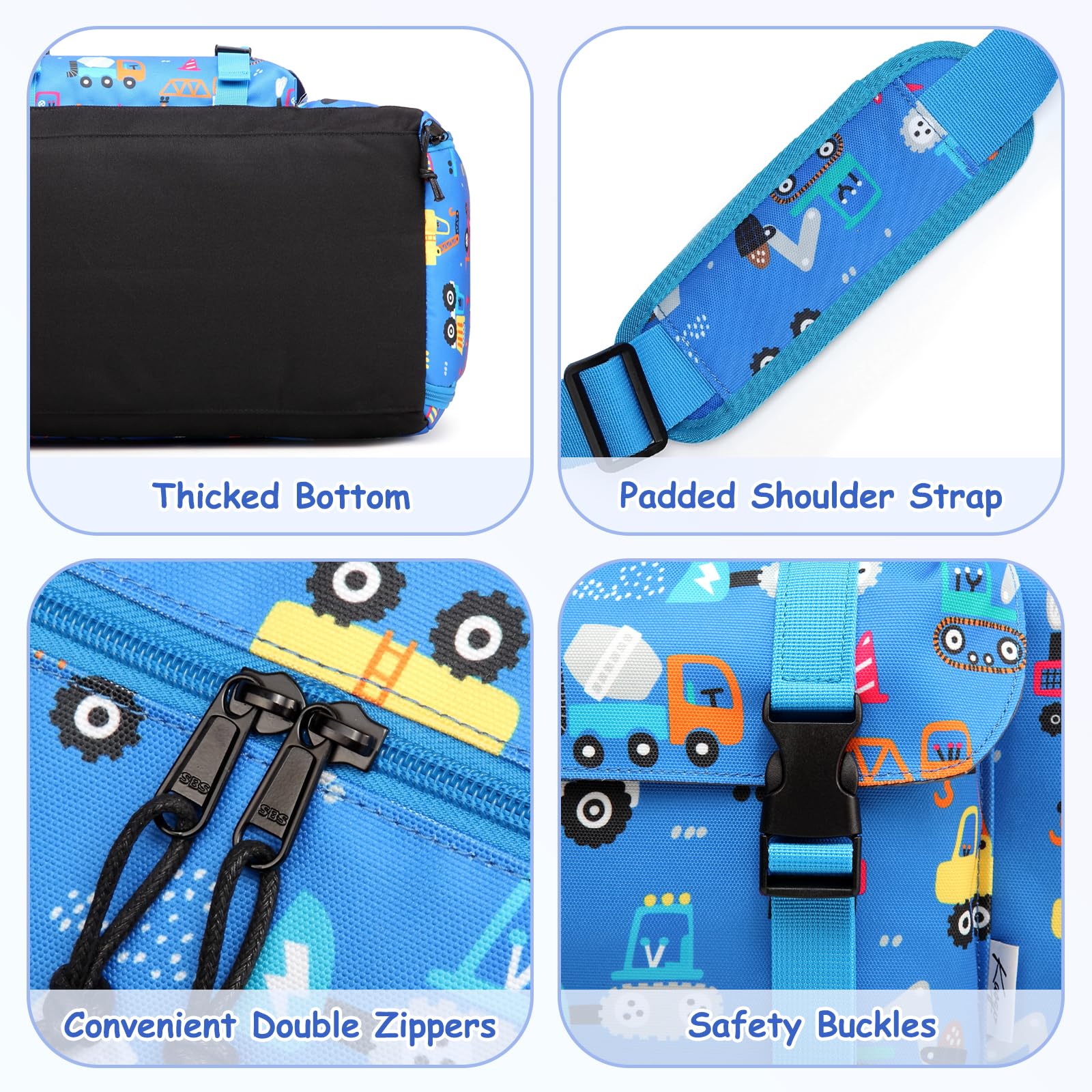 Bolsa de Viaje Infantil, Kasgo Bolsa Deporte Niño Bolsa Danza Niña Ligero Bolso de Fin de Semana con Compartimento de Calzado Impermeable Bolsas de Hombro para Gimnasio Atlético Cámping, Carro Azul